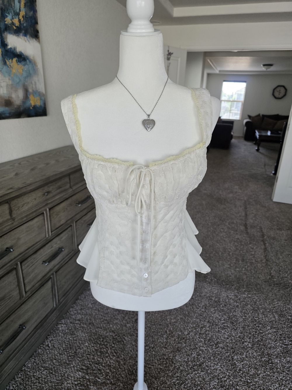 SHEIN Cream Lace Corset Camisole